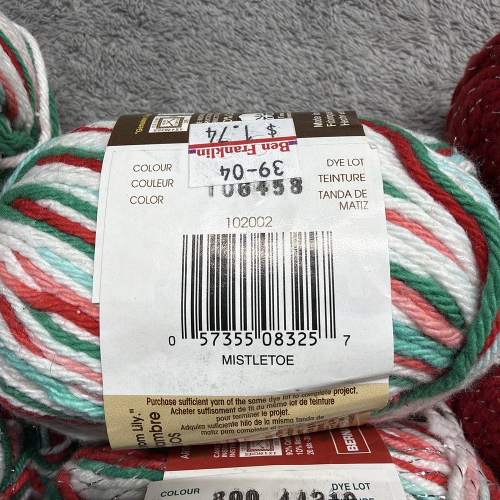 12 Skeins Lily Sugar'n Cream Christmas Sparkle Holiday Yarn Craft Red Green VTG - Picture 13 of 13